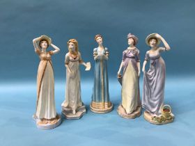 Five Royal Worcester Jane Austen figures
