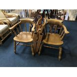 Pair of folding chairs and two Captains chairs