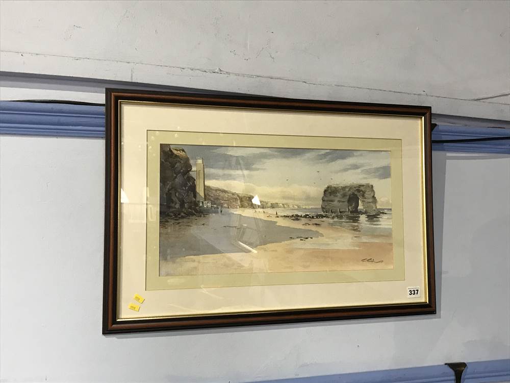 Tom Finch, watercolour, signed, 'Marsden Rock', 25 x 45cm
