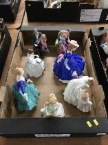 Tray of seven Royal Doulton figurines, various