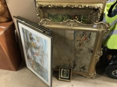 A collection of Hunting prints, a gilt framed tapestry etc.