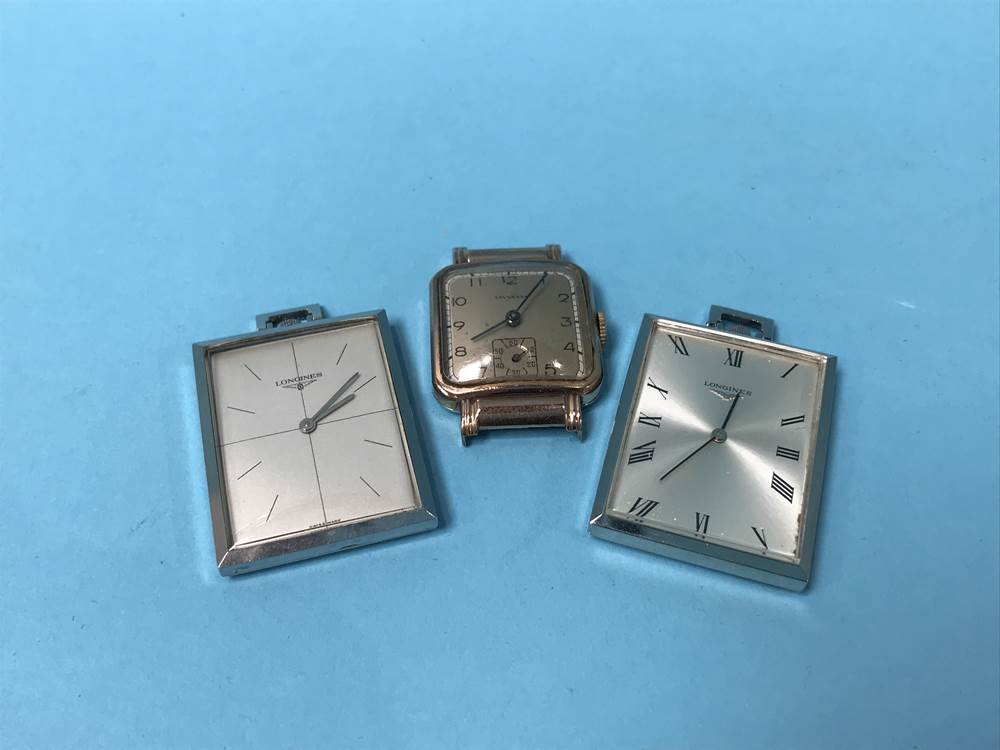 Two Longines pocket watches and a Tavannes wristwatch