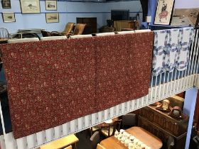 A red ground quilt, decorated with flowers and fans and a modern quilt, 240 x 210cm