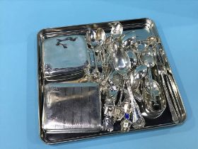 Quantity of silver spoons and cigarette cases, 19 ozs