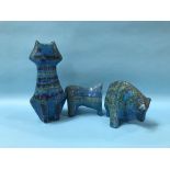 A Bitossi model of a standing cat and a Bitossi bull 'bookends' (2)