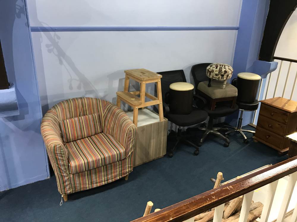 Collection of stools, typist chairs etc.