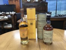 Whisky, Glenmorangie, ten year old and The Balvenie Caribbean cask, fourteen year old