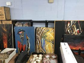 Five large modern abstract oils