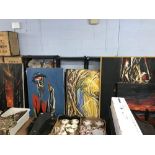 Five large modern abstract oils