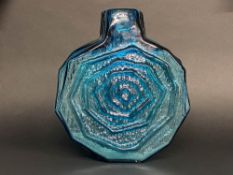 A Whitefriars Kingfisher blue 'Banjo' vase, pattern number 9681, designed by Geoffrey Baxter, H