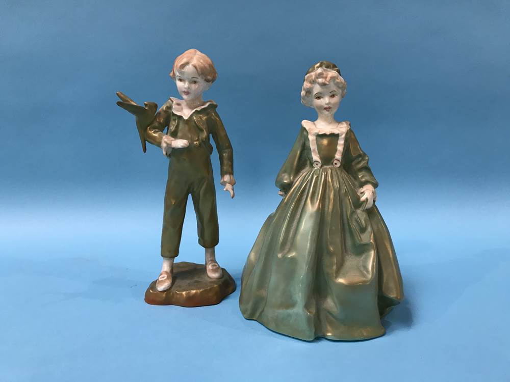 Royal Worcester figure 'The Parakeet', 3087 and 'Grandmother's Dress', 3081 (2)