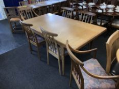 Youngers teak dining table and six chairs