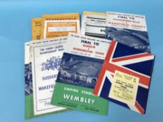 Collection of vintage rugby league programmes and tickets, including 1955 final