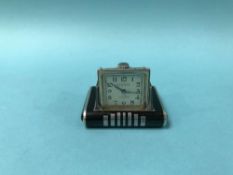 A silver enamelled Dunhill purse watch
