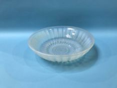 An opalescent Lalique style French circular bowl, made in France, D 30cm