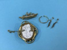 A Cameo, seed pearl brooch etc.