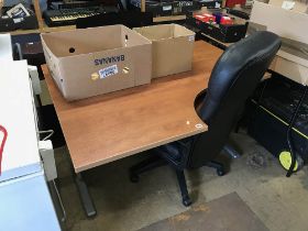 Office desk, swivel chair, cabinets and filing drawers