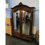 A French double mirror door armoire