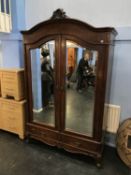 A French double mirror door armoire