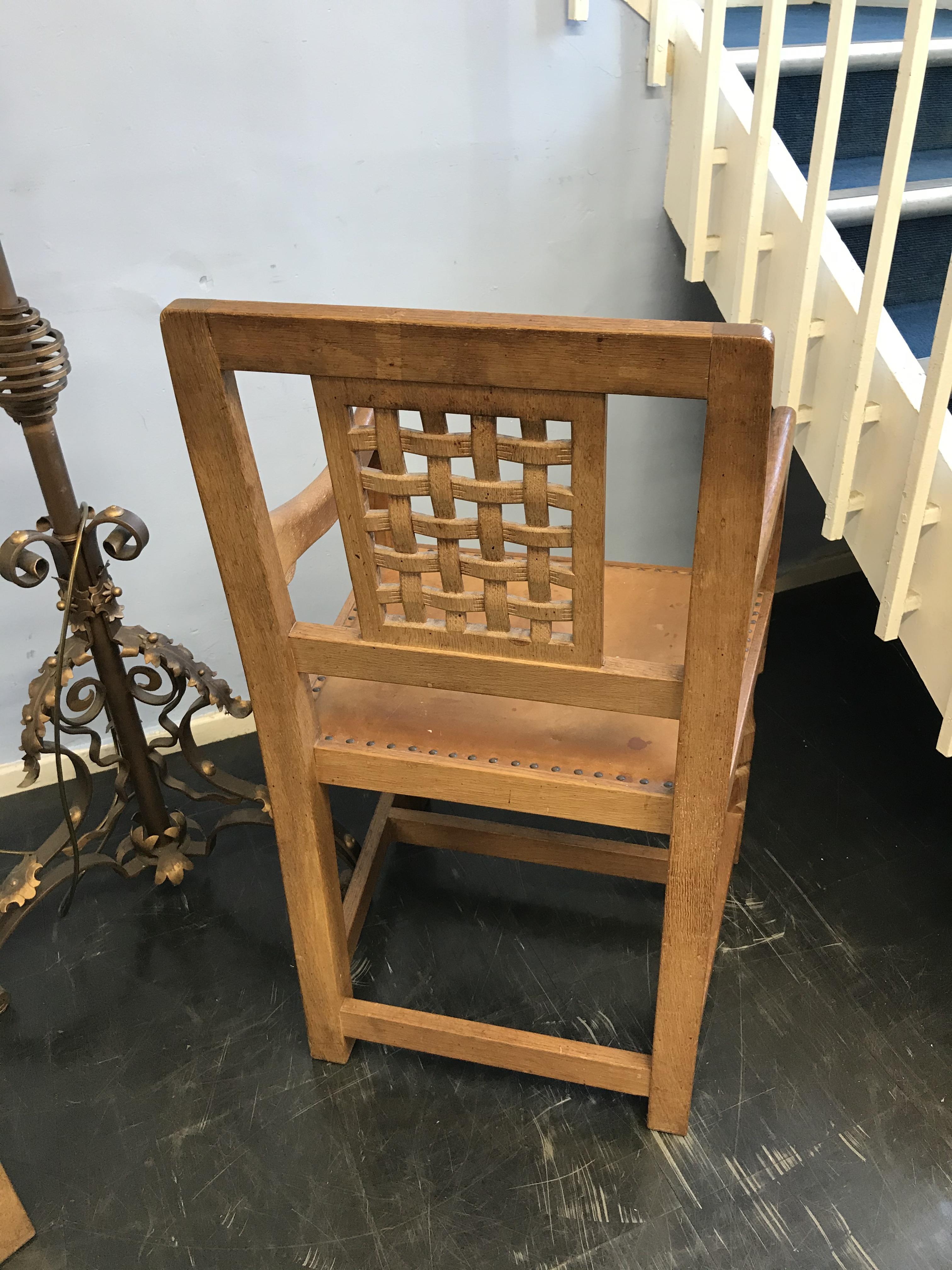 A pair of Robert 'Mouseman' Thompson of Kilburn lattice back chairs with carved mouse (circa 1977, - Image 8 of 8