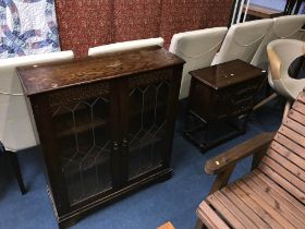 Small oak cabinet and a bookcase