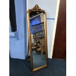 A gilt easel mirror, 175cm x 56cm