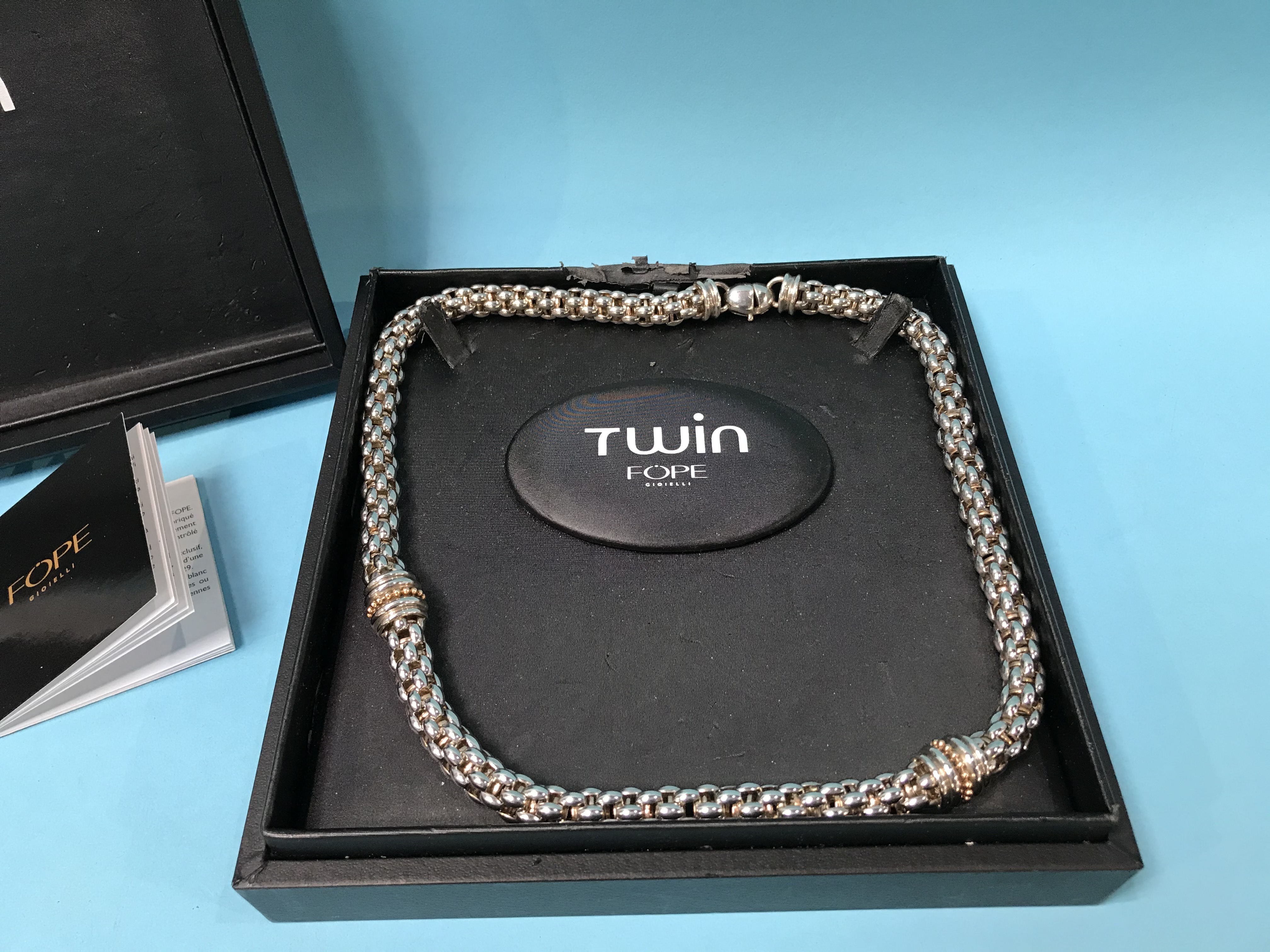 A boxed Fope 18ct white gold and silver twin necklace, 88g, 59cm - Image 2 of 2