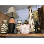 Various lamps and vases