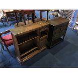 Oak bookcase and an oak cabinet