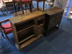 Oak bookcase and an oak cabinet