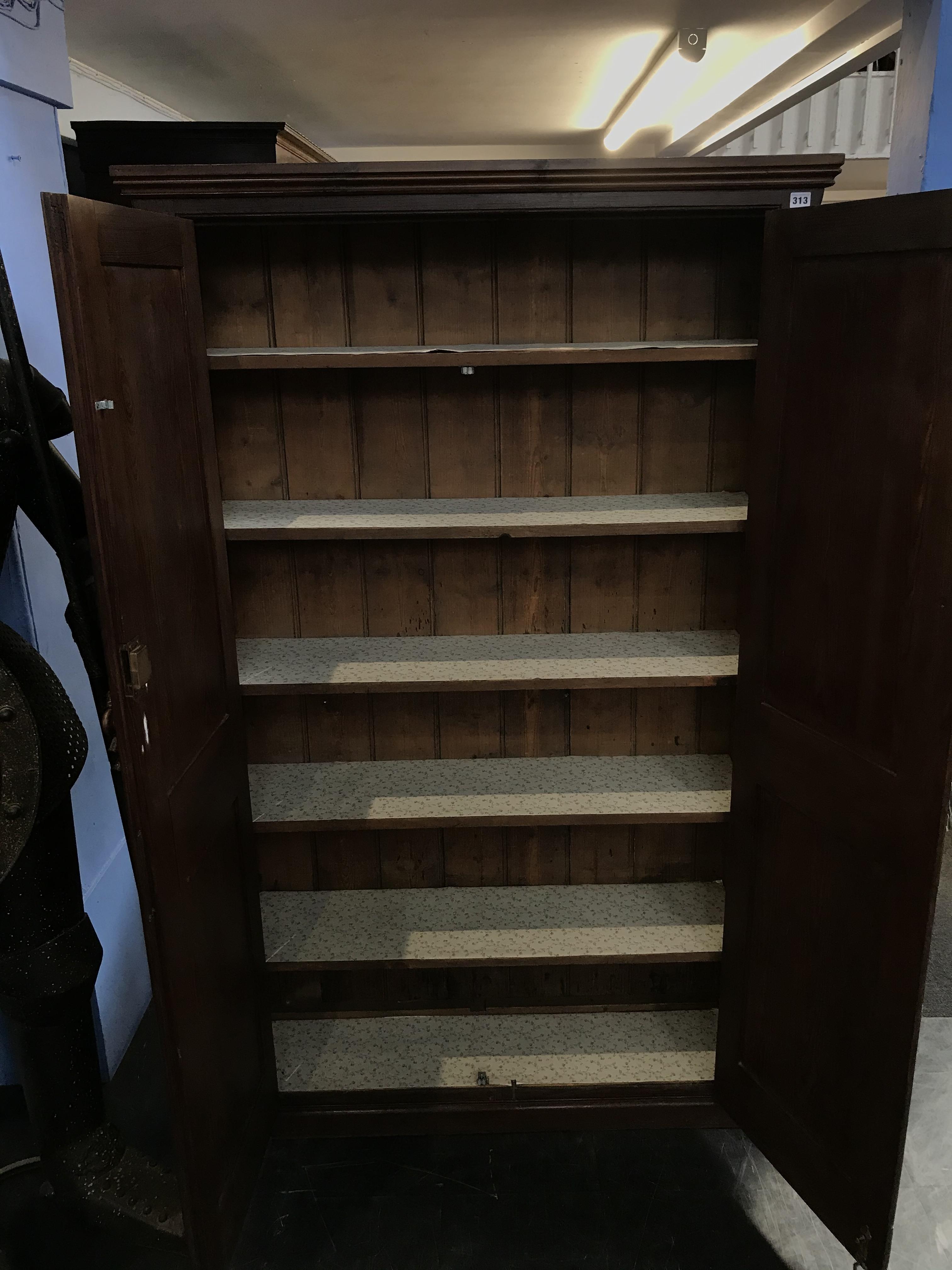 A pitch pine double door school cupboard, W 111cm, D 32cm and 183cms Height - Image 3 of 3