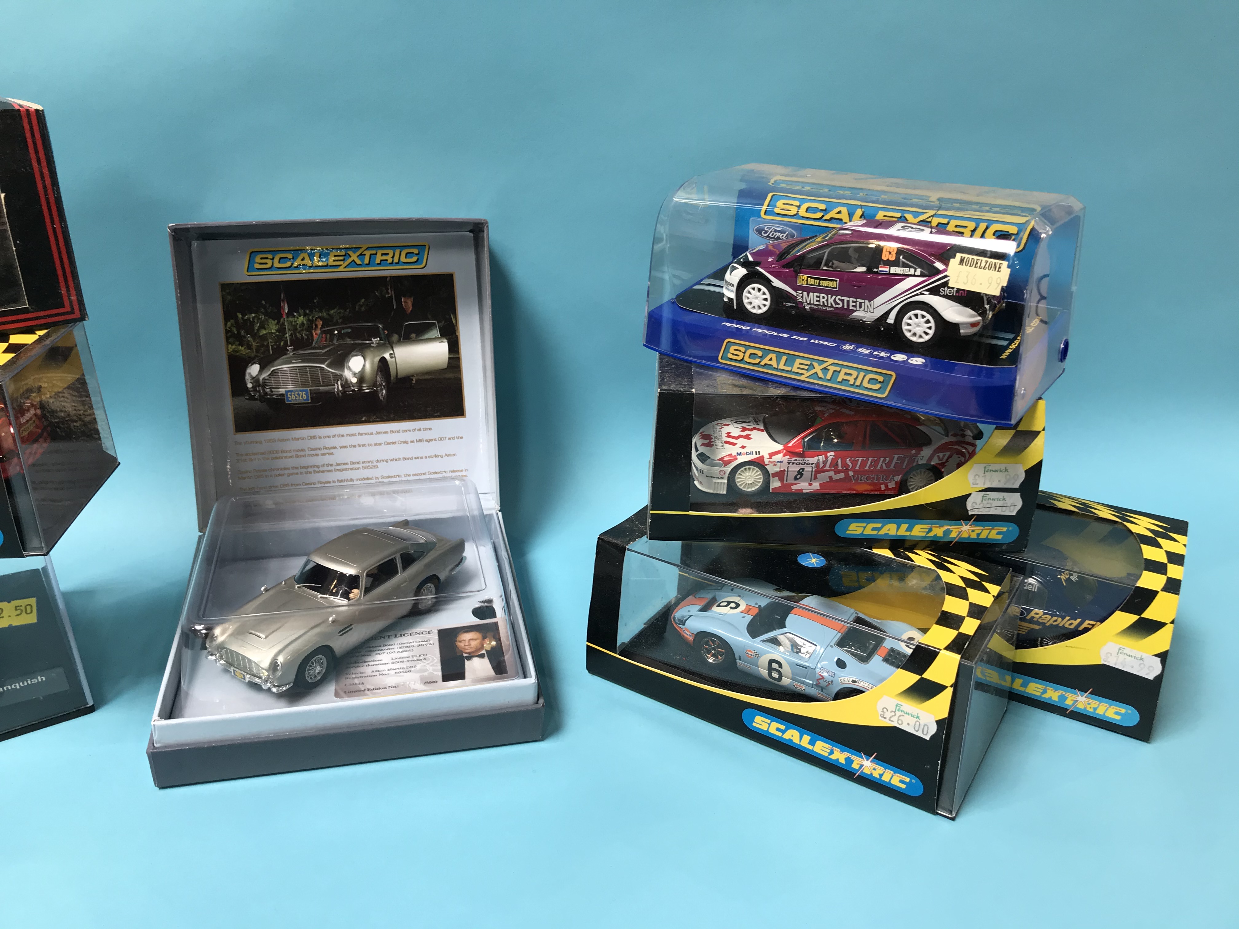 Seven various boxed Scalextric cars including James Bond Aston Martin DB5 (8) - Image 2 of 3