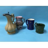 A water jug and tankard by Martin Homer, a Victorian water jug and a Bacchus tankard