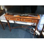 Reproduction mahogany two drawer side table