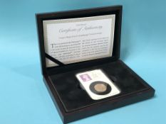 A boxed and cased date stamp 2016 gold sovereign