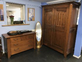 A Bernard Siguier double door wardrobe and chest of drawers