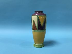 A small Clarice Cliff geometric design vase, H 14cm