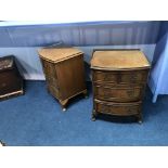 Pair of walnut chests and a nest of tables