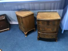 Pair of walnut chests and a nest of tables