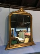 Gilt overmantle mirror, 109cm x 89cm