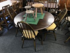 Ercol table and four hoop back chairs