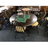 Ercol table and four hoop back chairs