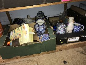 Three trays of assorted including Ringtons, china etc