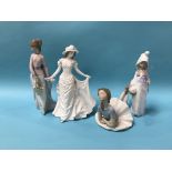 A boxed Royal Worcester figure and three boxed Lladro figures