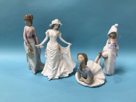 A boxed Royal Worcester figure and three boxed Lladro figures