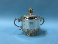 A Britannia silver lidded cup/porringer, Robert Frederick Fox, London, 13oz