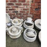 Garden statuary: Two pairs of garden planters