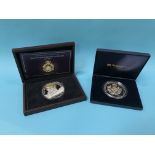 A boxed silver 5oz 'Diamond Wedding' coin, 1947-2007 and a 5oz silver 'House of Windsor