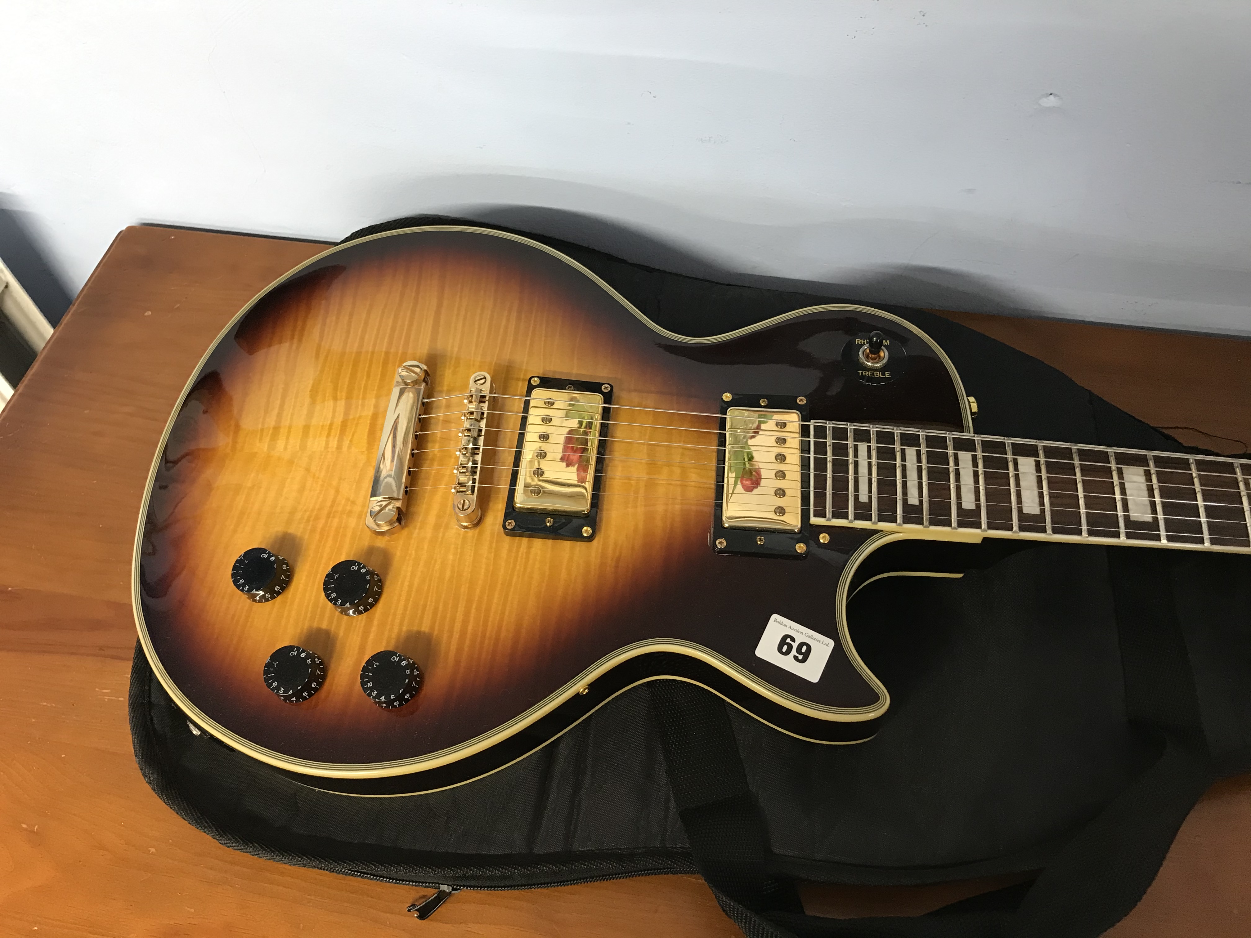 A Les Paul custom style guitar, with soft case - Image 2 of 3