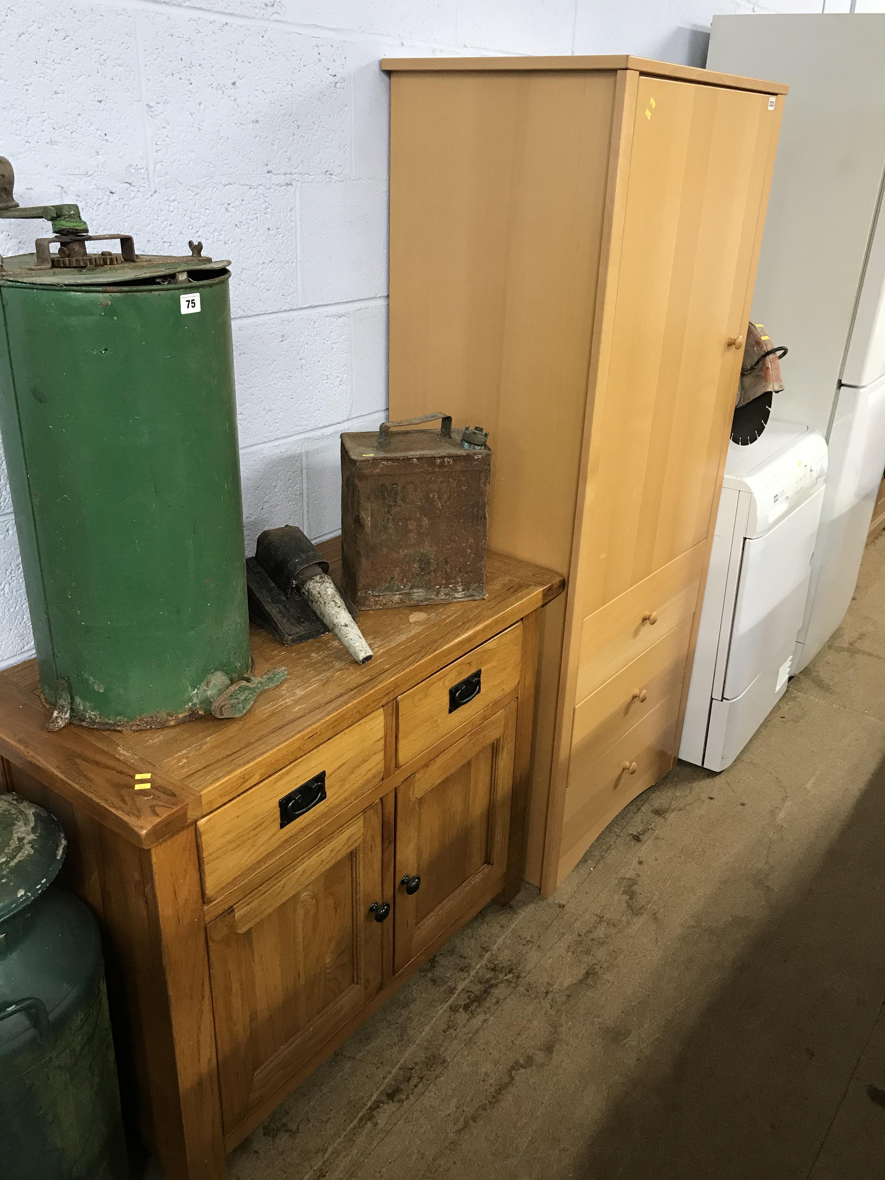 Wardrobe and oak side cabinet